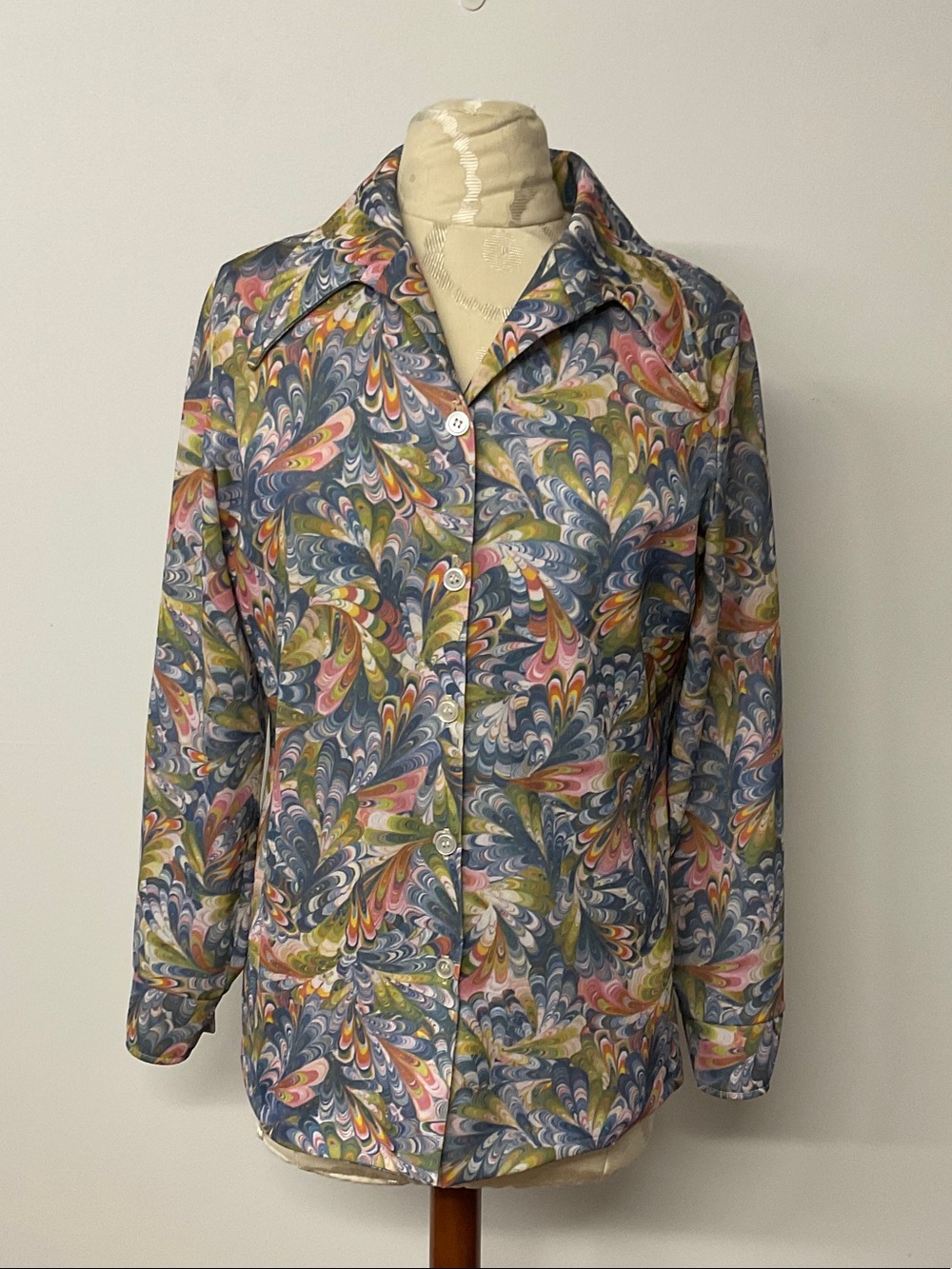 Vintage Women’s Long Sleeve Button Down Multi-Print Blouse Fashion Star Size 12